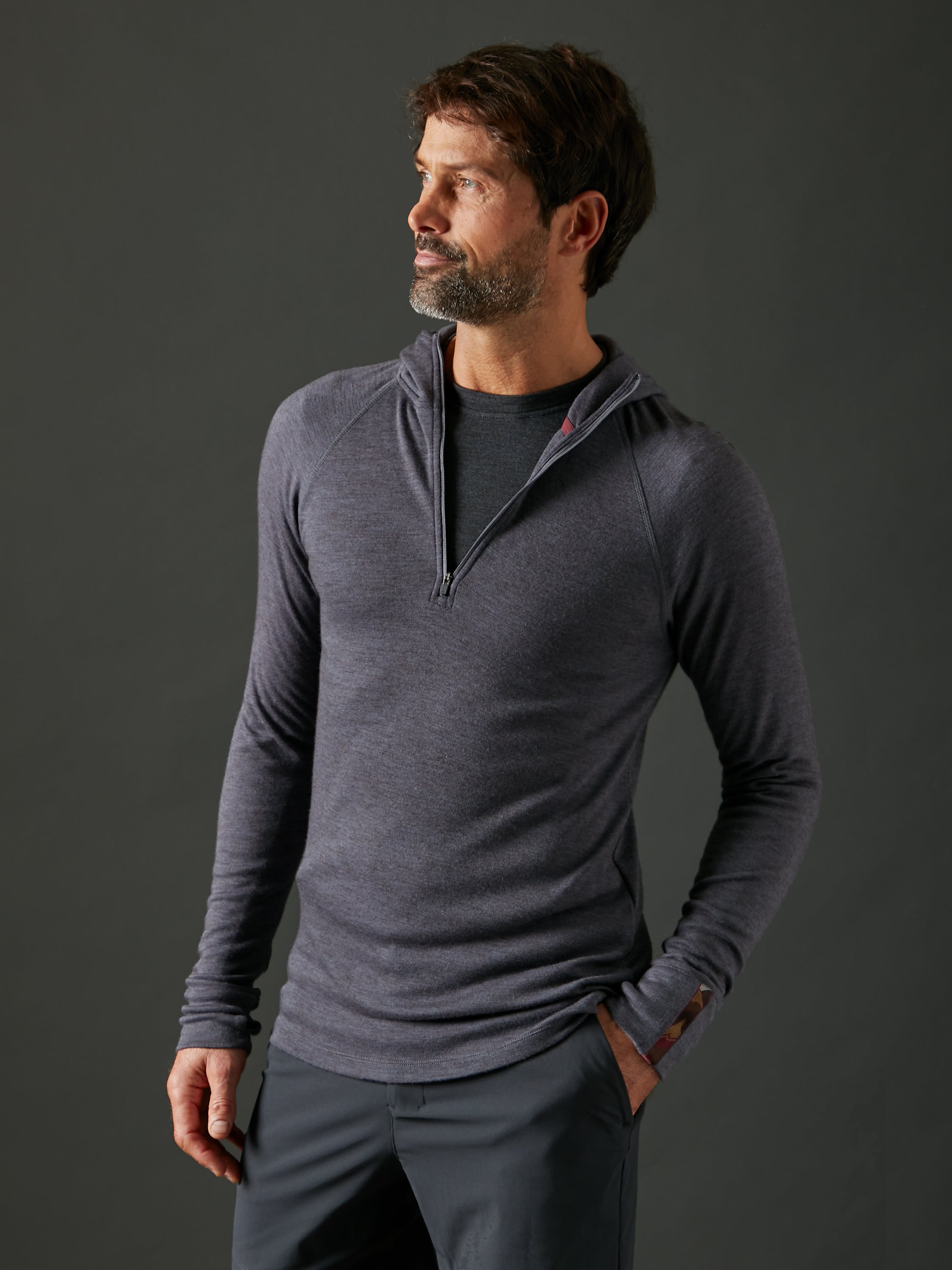 Men's Liberty Yak Wool Zip Hoodie - Slate