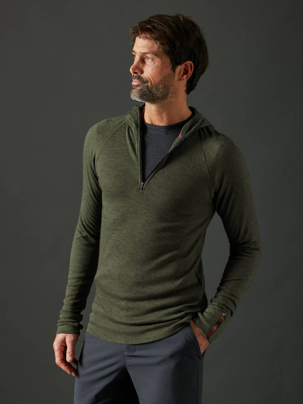 Men's Liberty Yak Wool Zip Hoodie - Deep Forest Green