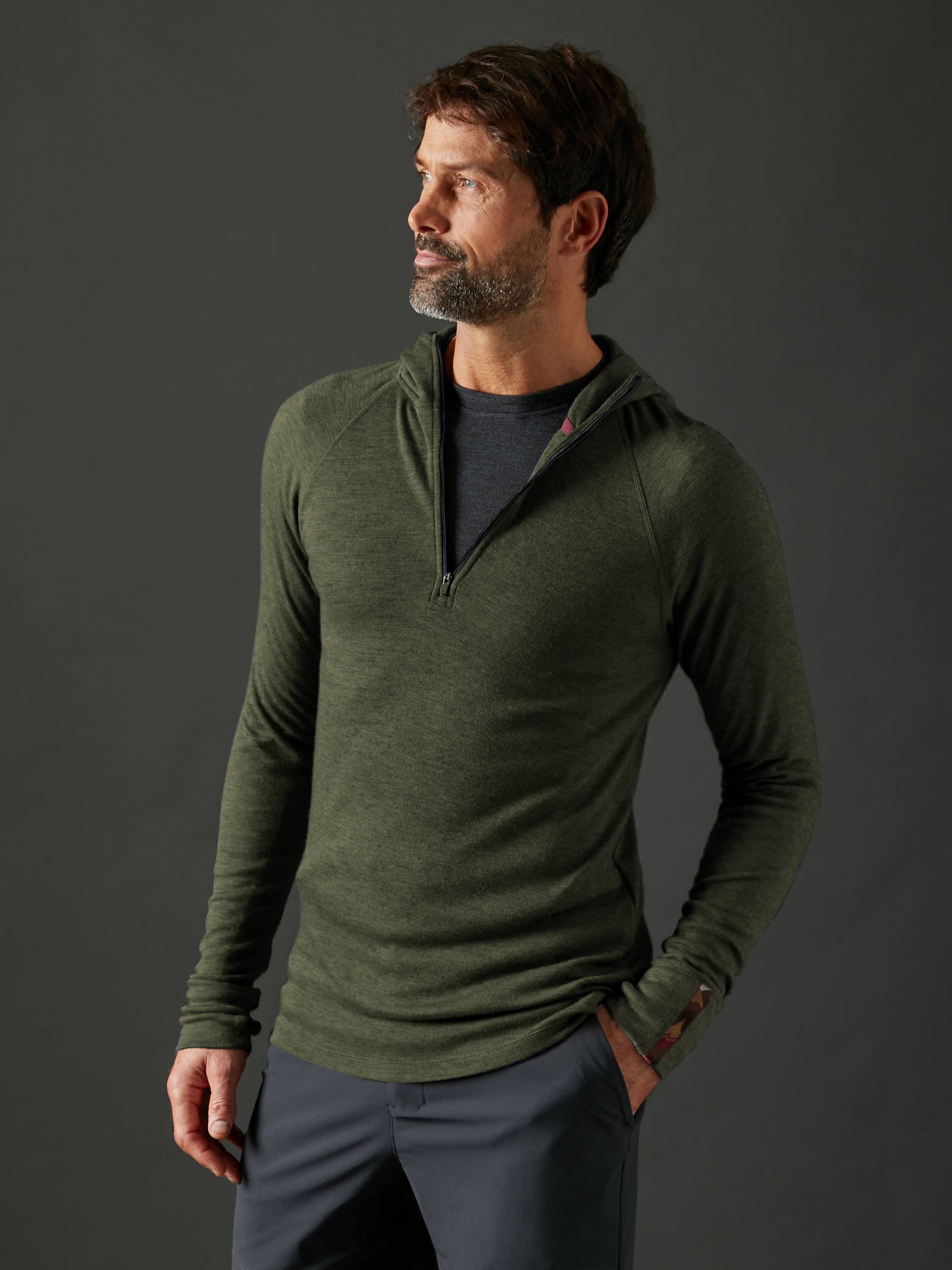 Men's Liberty Yak Wool Zip Hoodie - Deep Forest Green