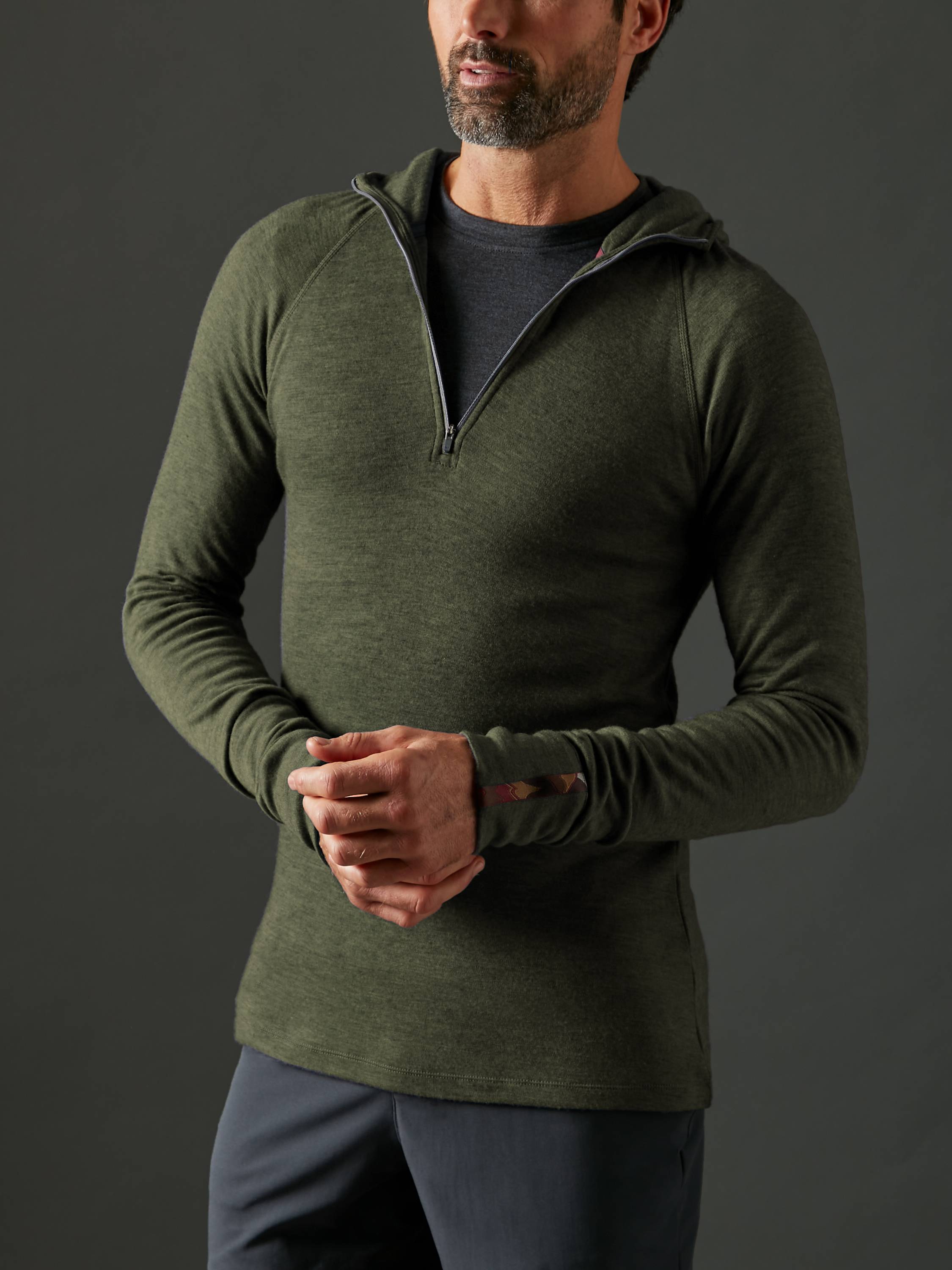 Men's Liberty Yak Wool Zip Hoodie - Deep Forest Green