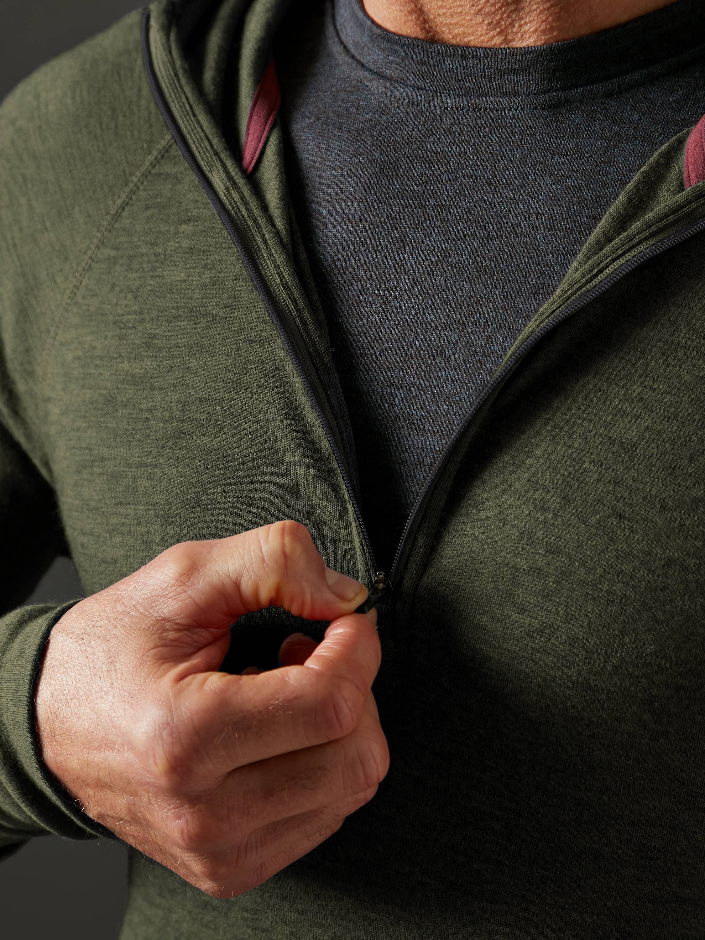 Men's Liberty Yak Wool Zip Hoodie - Deep Forest Green