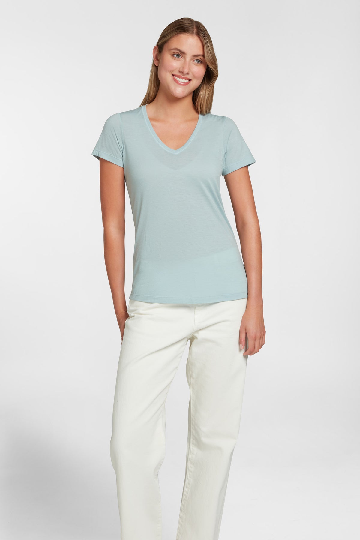 Women's Halo Short Sleeve V-Neck - Glacier Blue