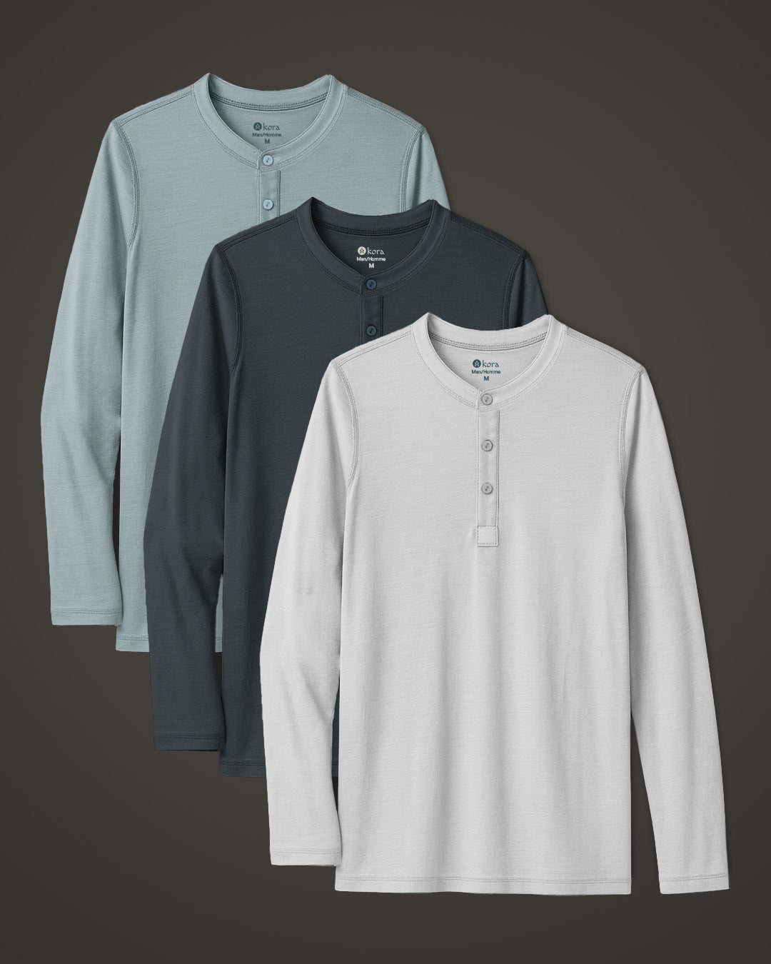 Men’s Halo Long Sleeve Henley - 3 pack