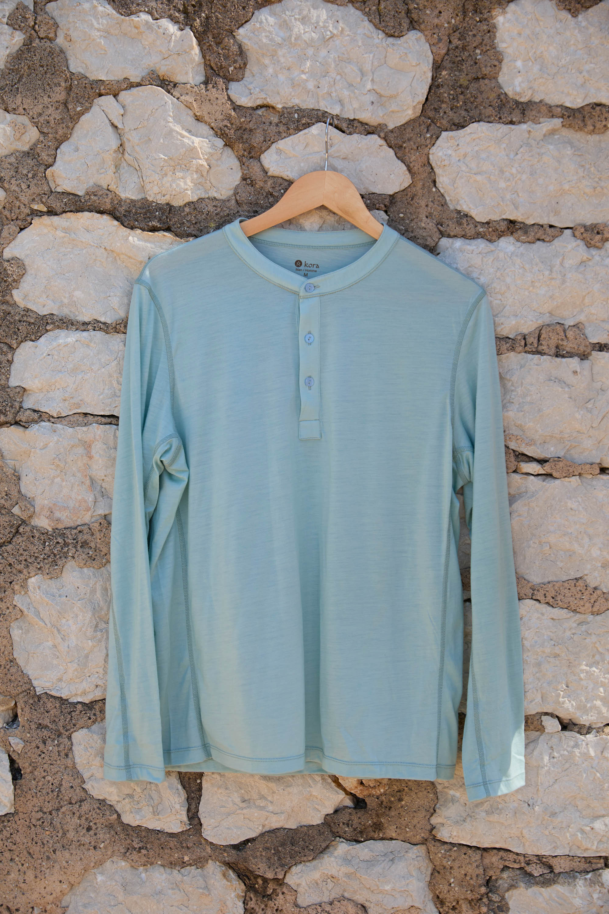 Men’s Halo Long Sleeve Henley - Glacier Blue