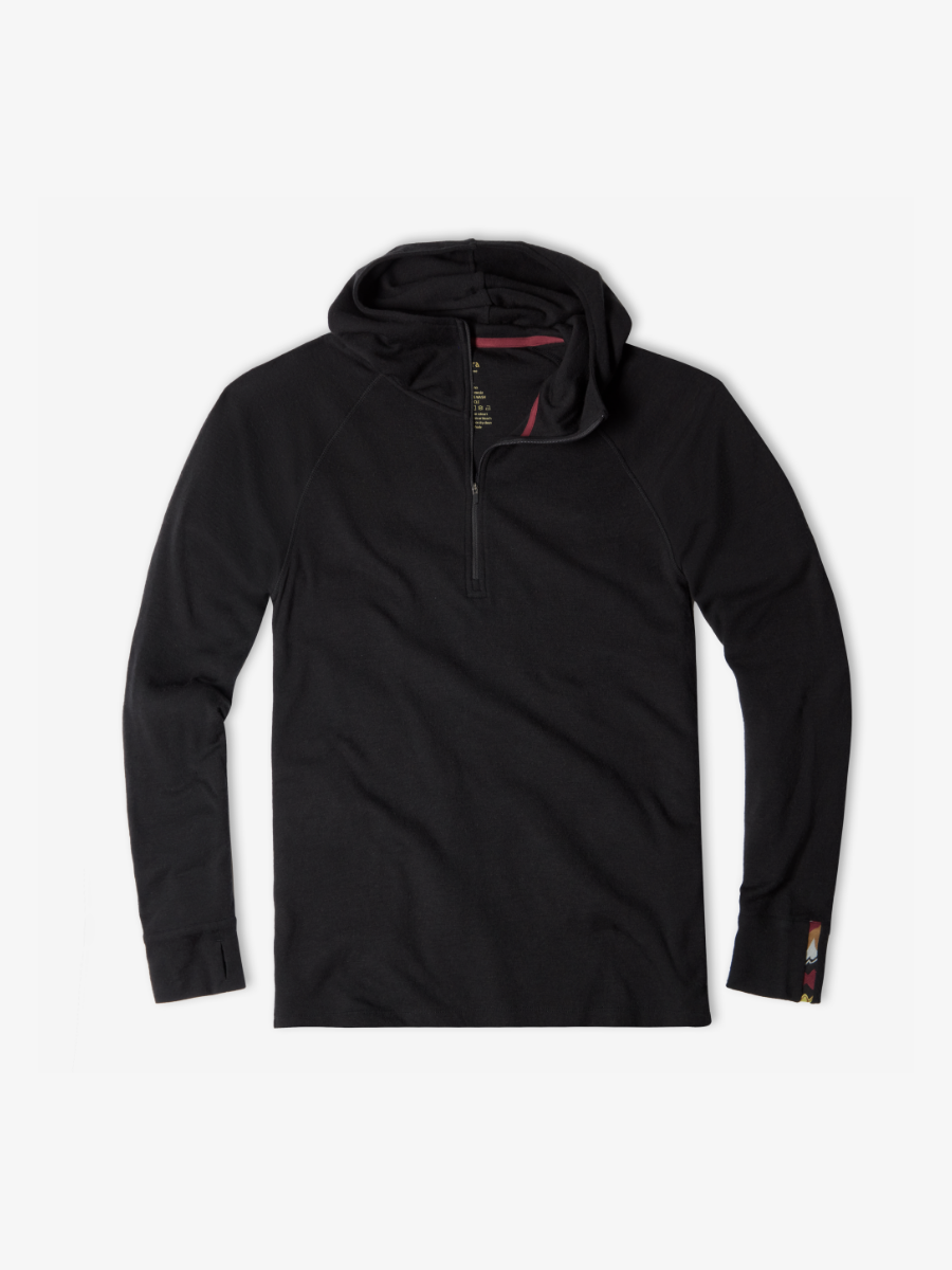 Men's Liberty Zip Yak Wool Hoodie - Black