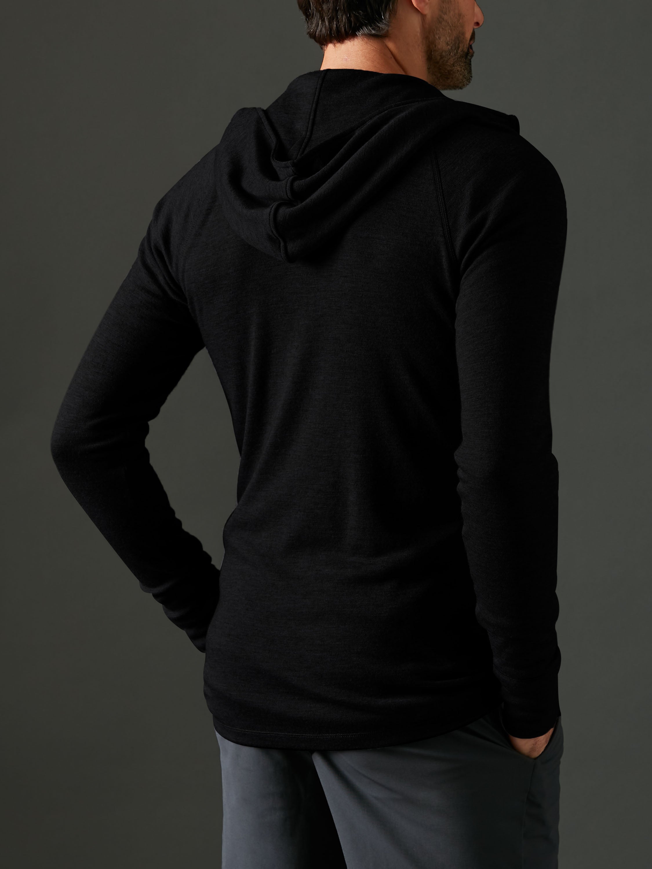Men's Liberty Zip Yak Wool Hoodie - Black
