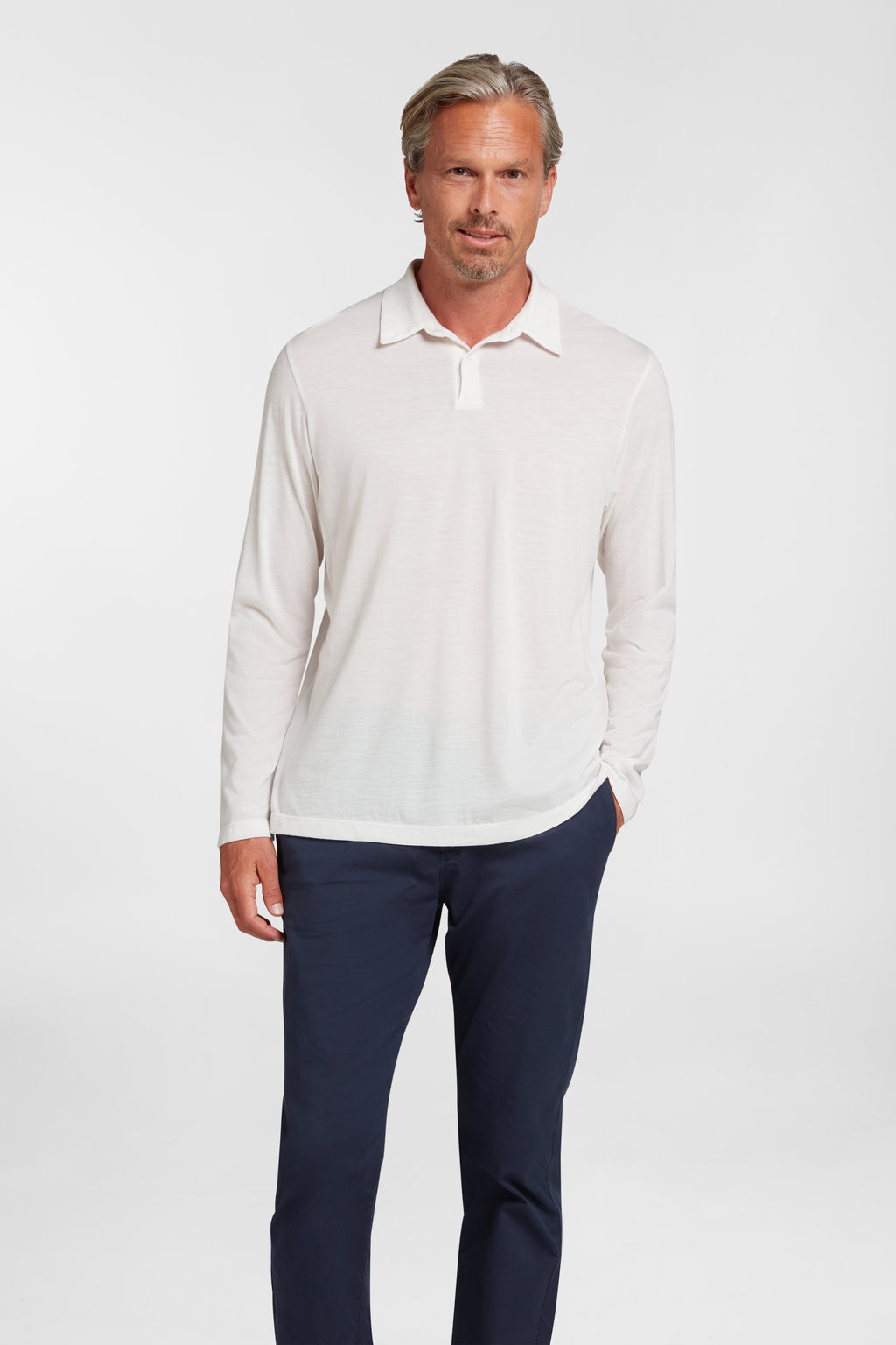 Men's Halo Long Sleeve Polo - Summit White