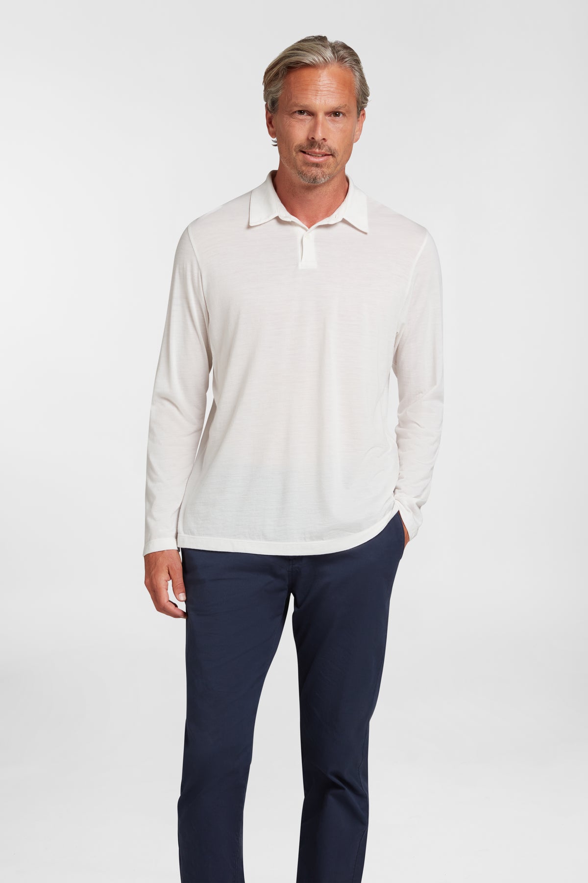 Men's Halo Long Sleeve Polo - Summit White