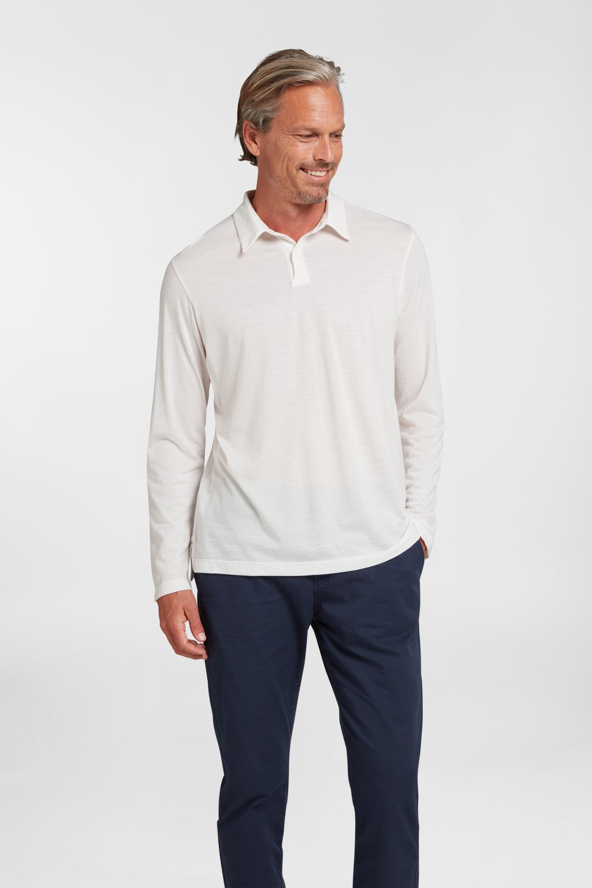 Men's Halo Long Sleeve Polo - Summit White