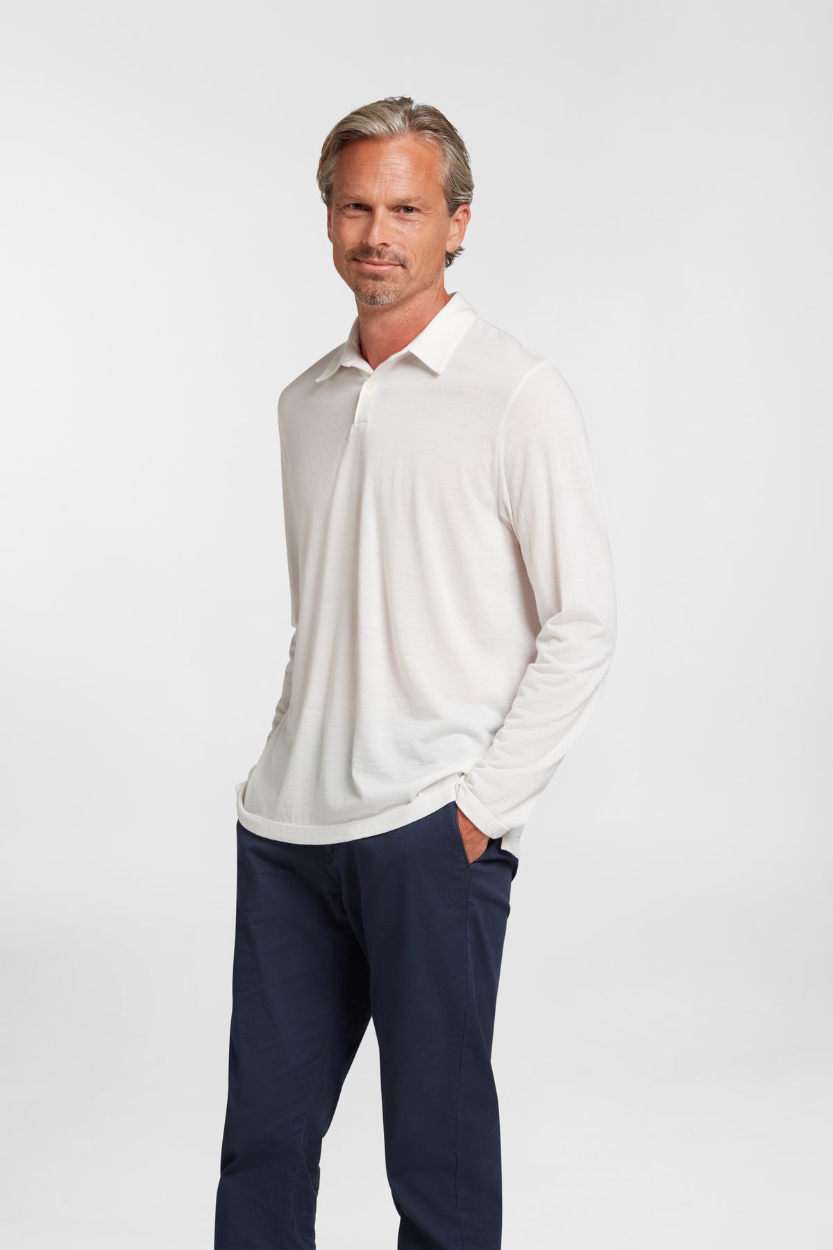 Men's Halo Long Sleeve Polo - Summit White