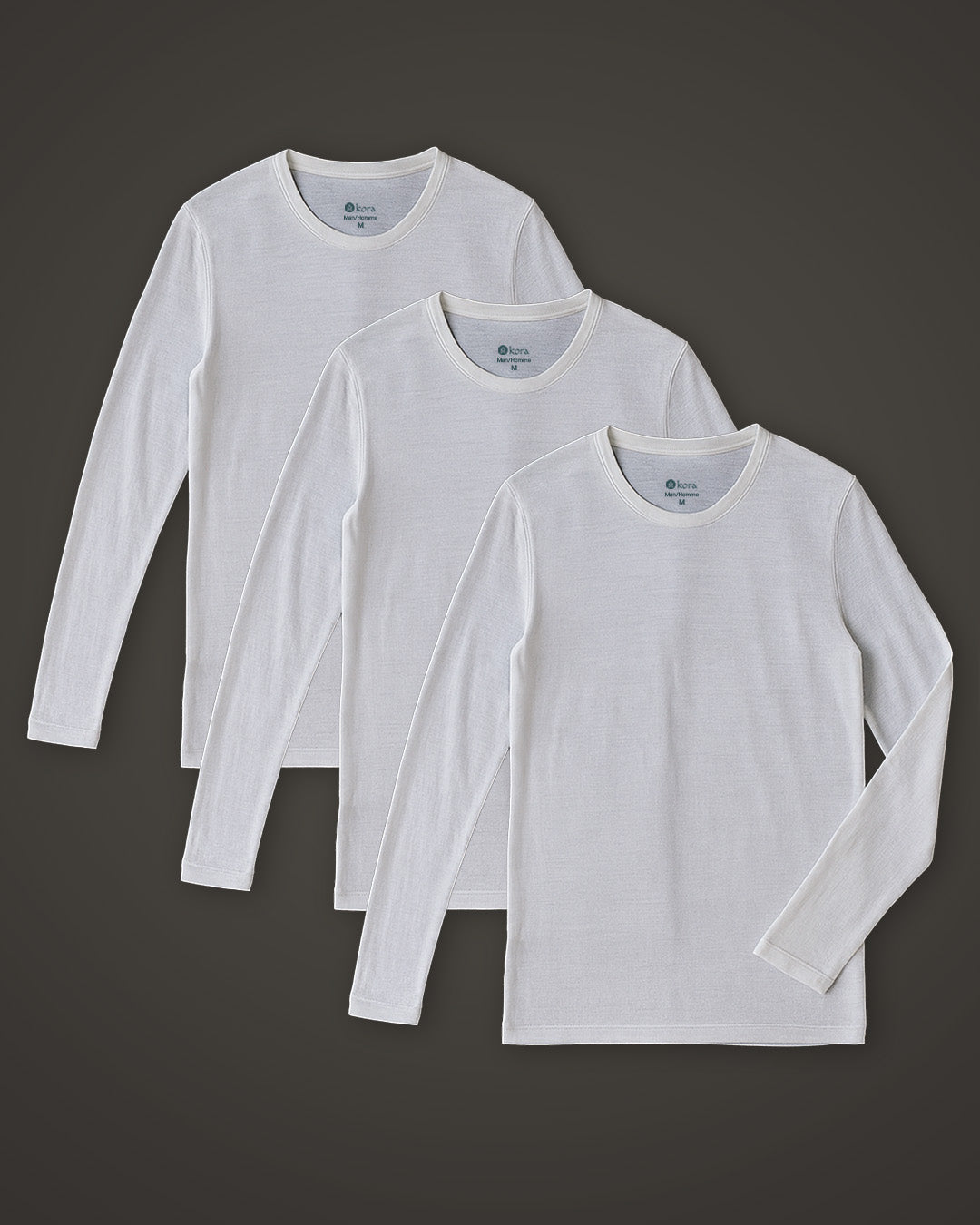 Men’s Halo Long Sleeve Crew 3 pack - White