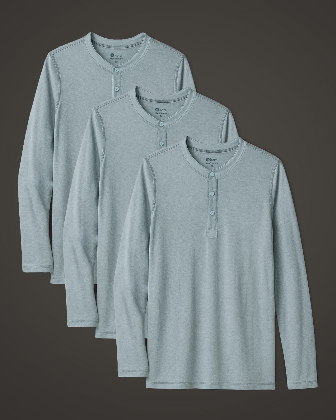 Men’s Halo Long Sleeve Henley 3 pack - Blue