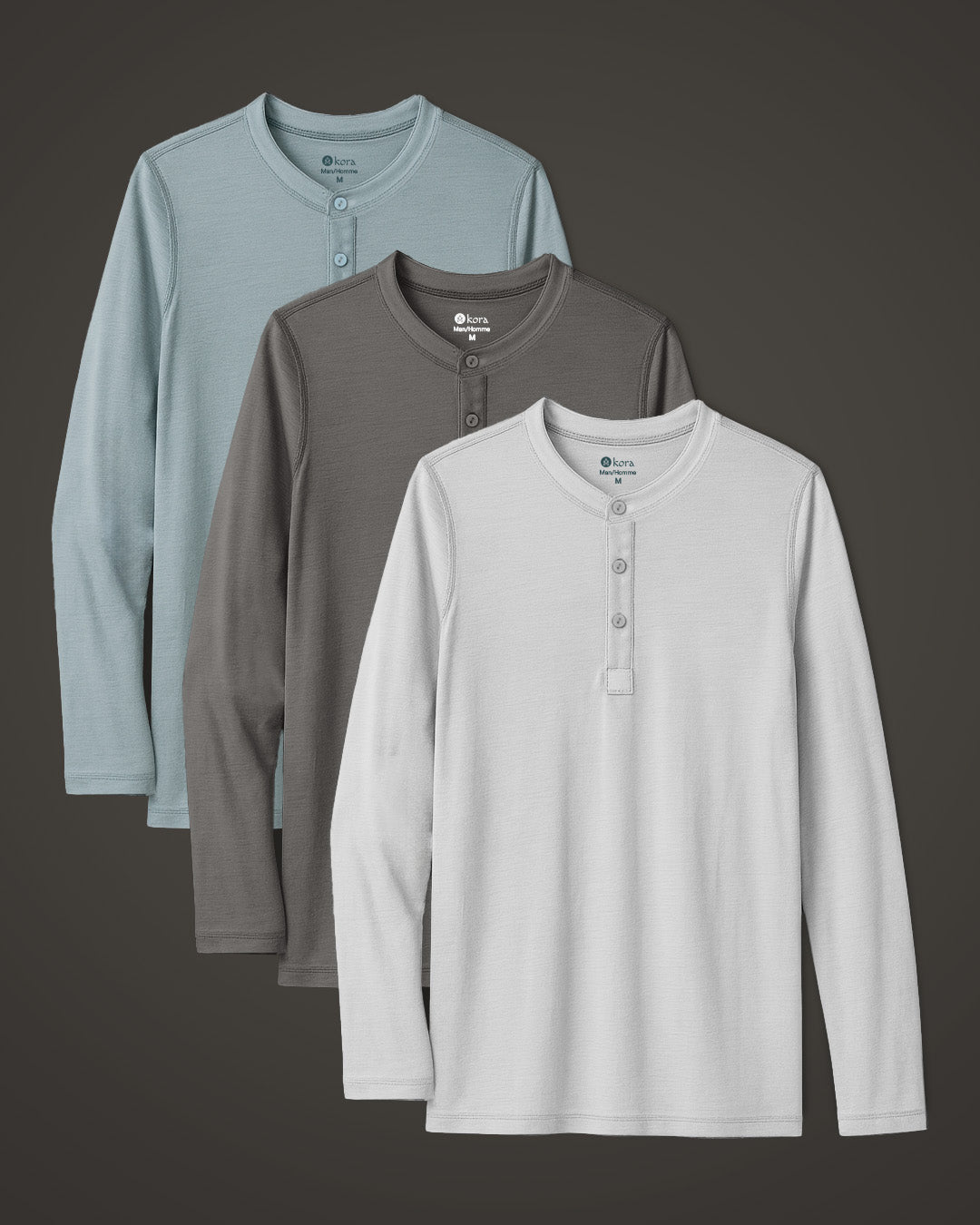 Men’s Halo Long Sleeve Henley - 3 pack