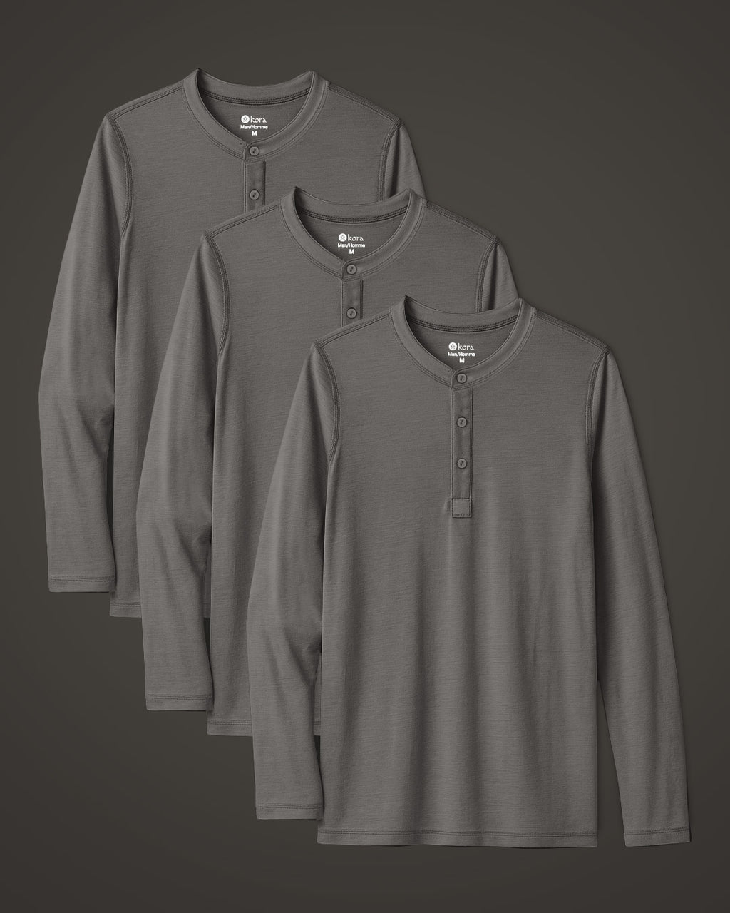 Men’s Halo Long Sleeve Henley 3 pack - Riverstone