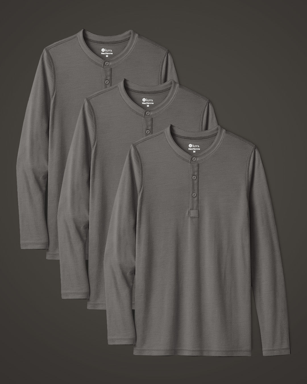 Men’s Halo Long Sleeve Henley 3 pack - Riverstone