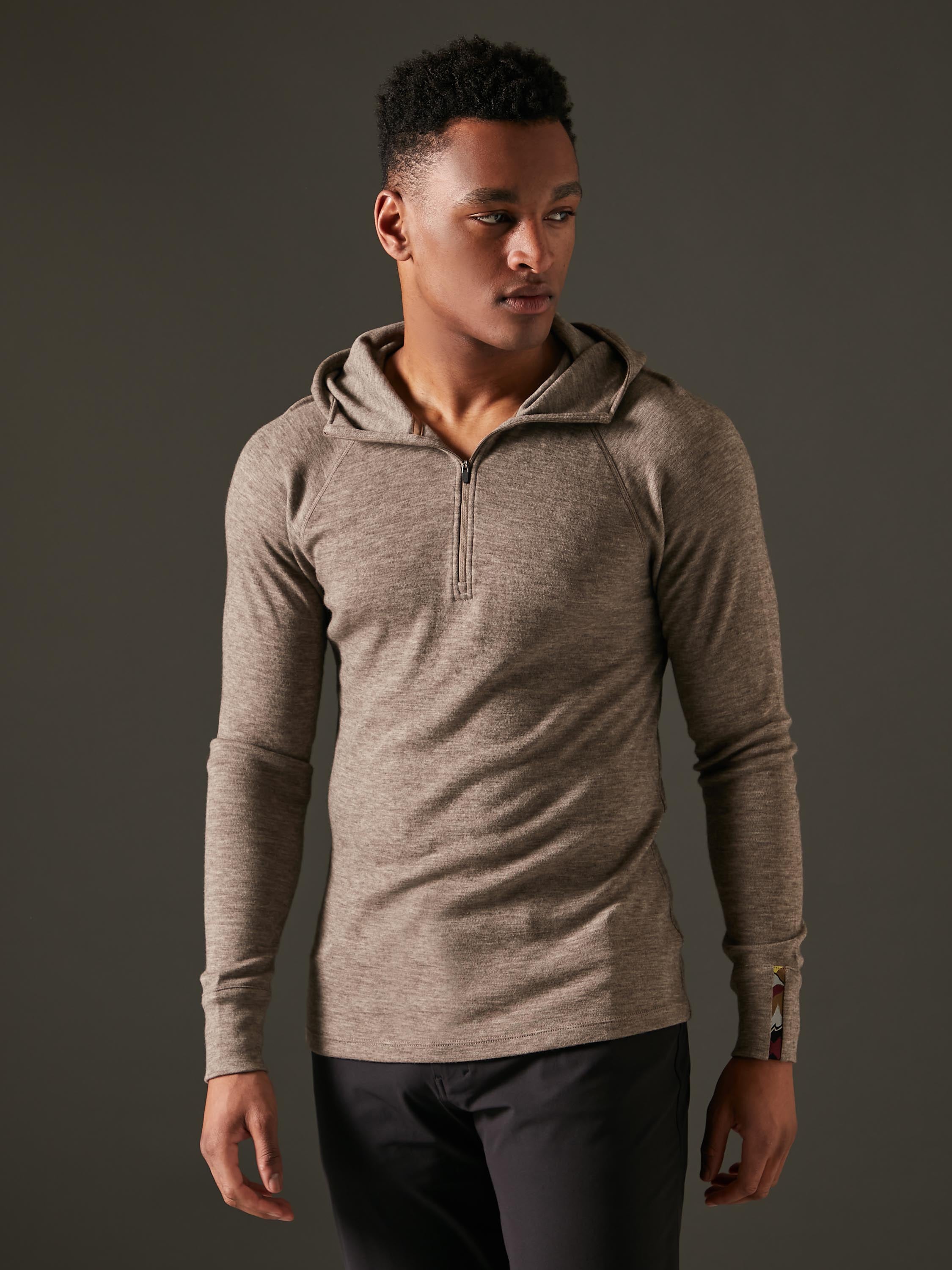 Men's Liberty Yak Wool Zip Hoodie - Stone