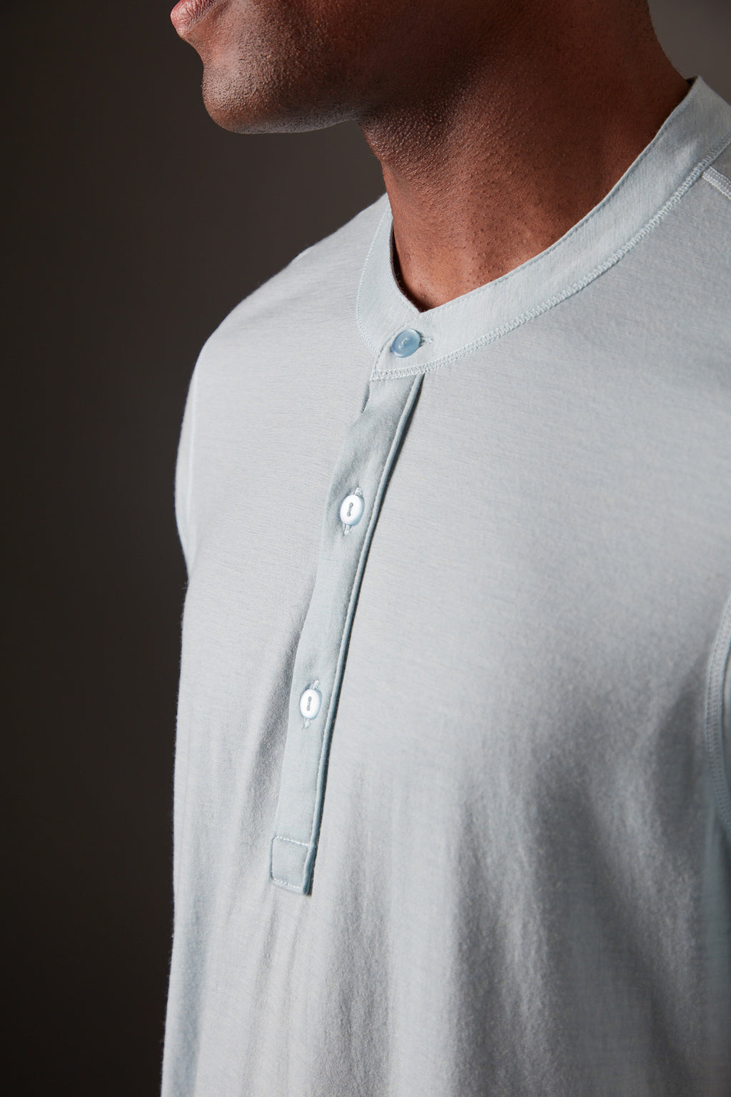 Men’s Halo Long Sleeve Henley - Glacier Blue