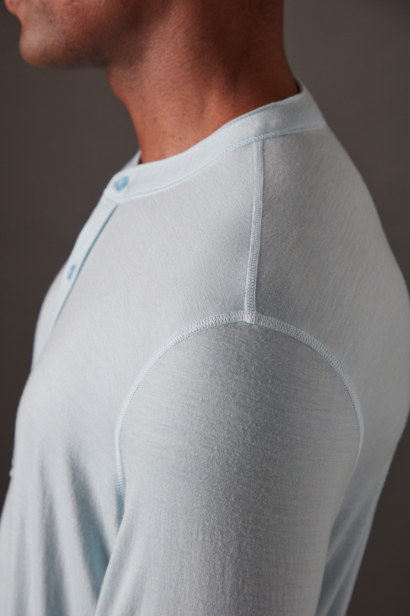 Men’s Halo Long Sleeve Henley - Glacier Blue