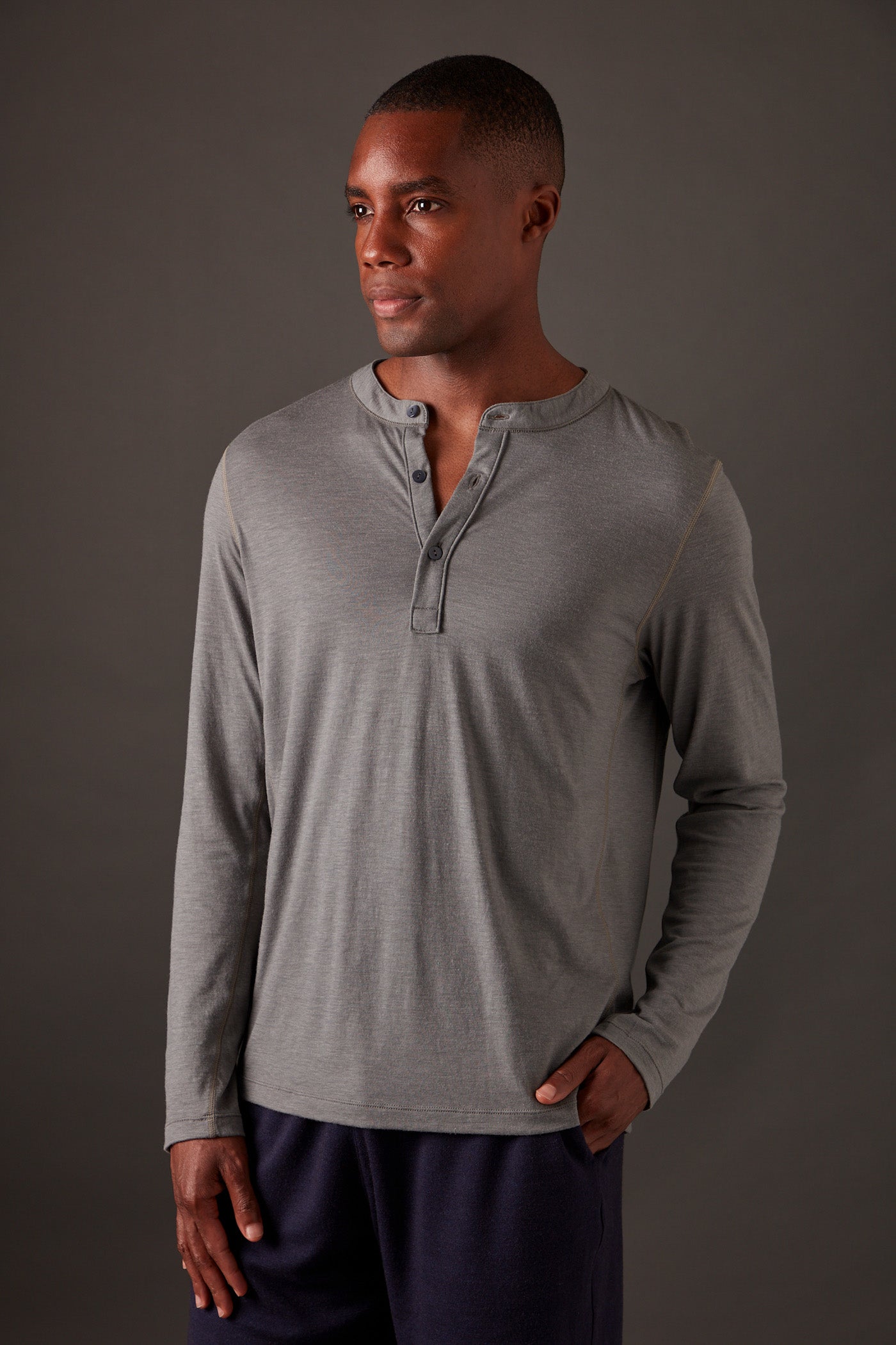 Men’s Halo Long Sleeve Henley - Riverstone
