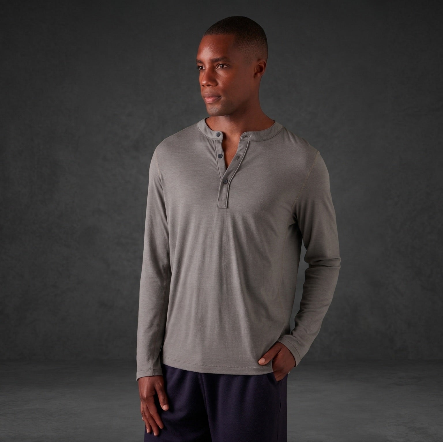 Men’s Halo Long Sleeve Henley - Riverstone