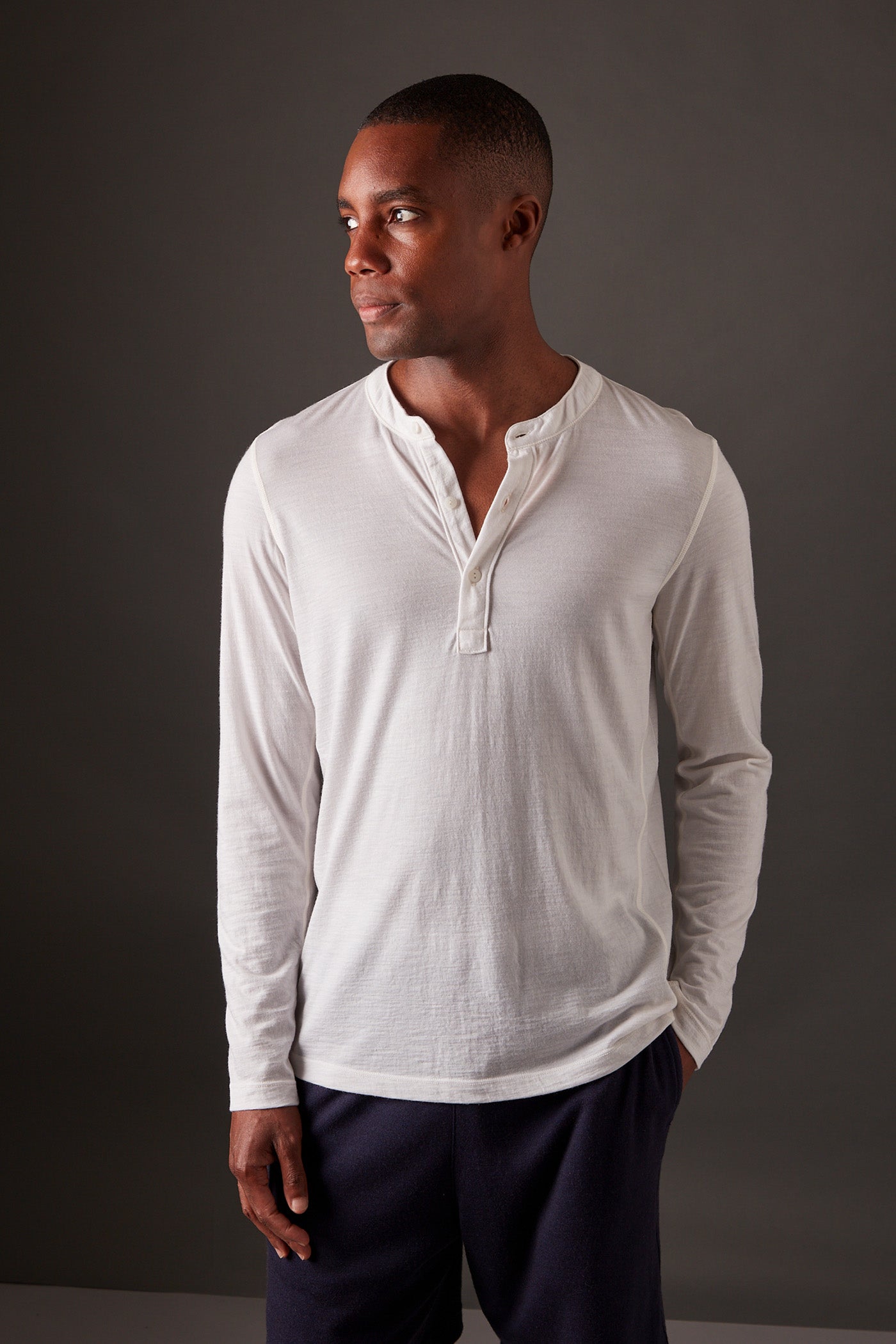 Men’s Halo Long Sleeve Henley - Summit White