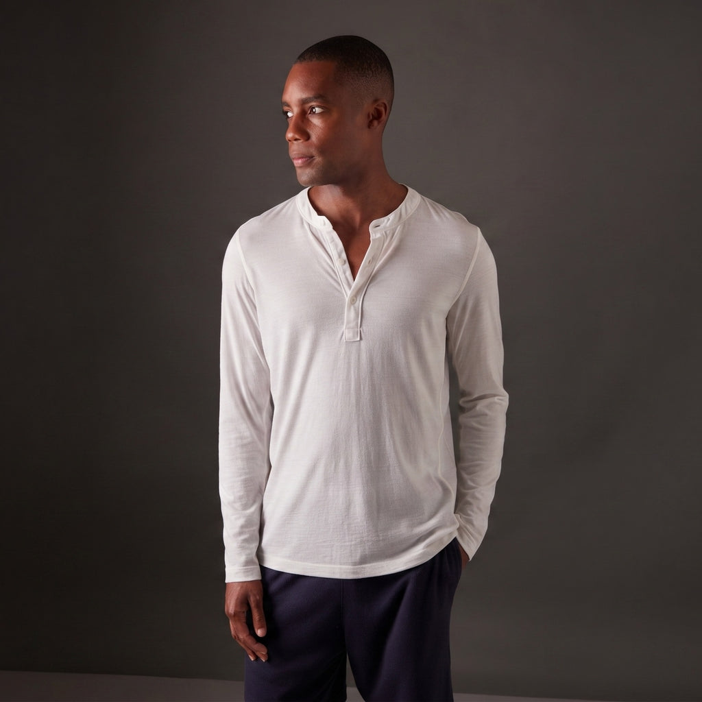 Men's Halo Long Sleeve Henley - Summit White