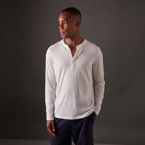 Men's Halo Long Sleeve Crew in Summit White- ultrafine Merino Wool