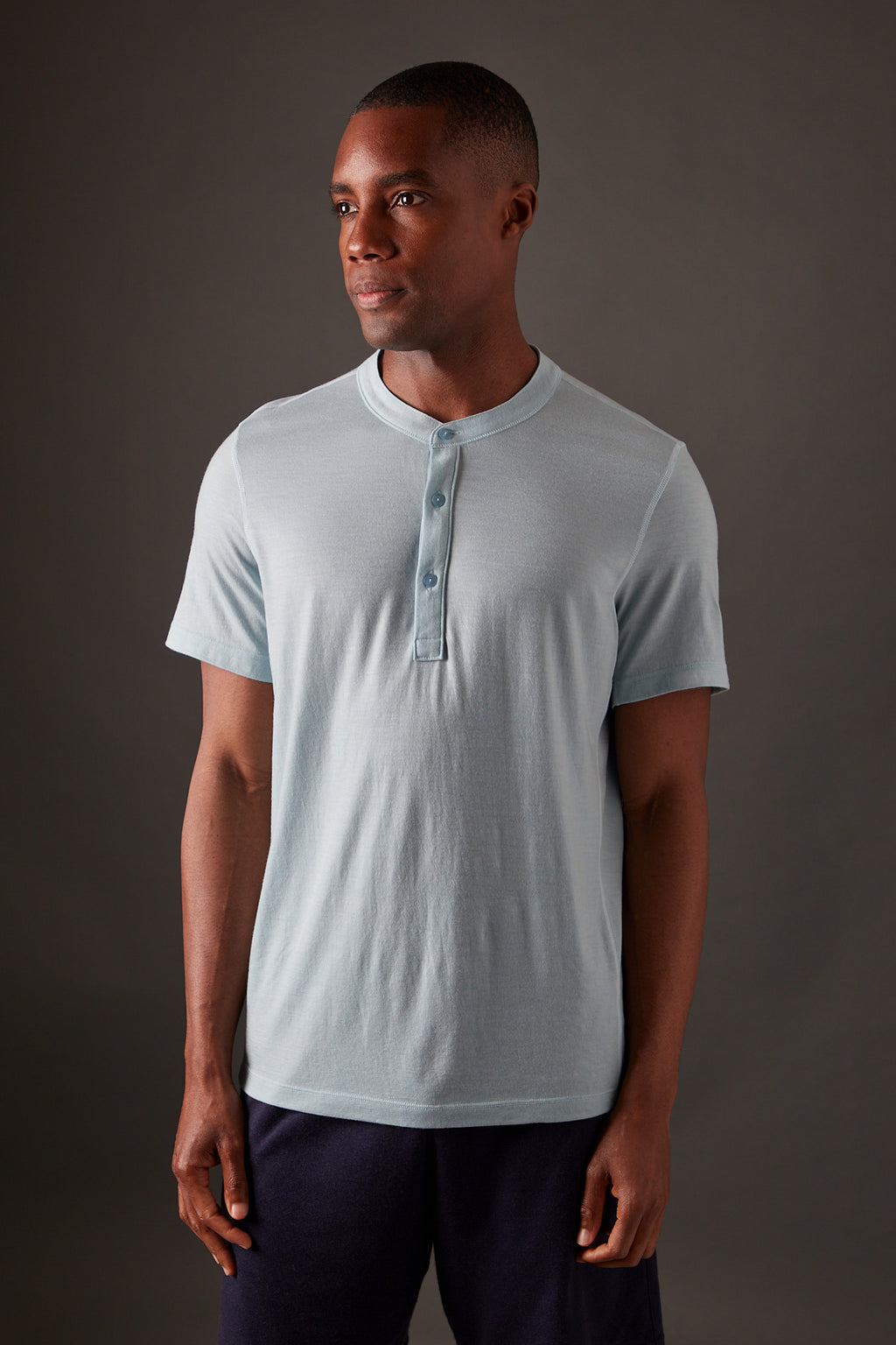 Men’s Halo Short Sleeve Henley - Glacier Blue