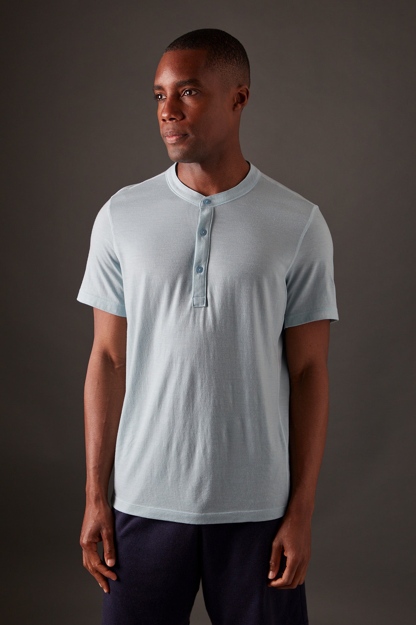 Men’s Halo Short Sleeve Henley - Glacier Blue