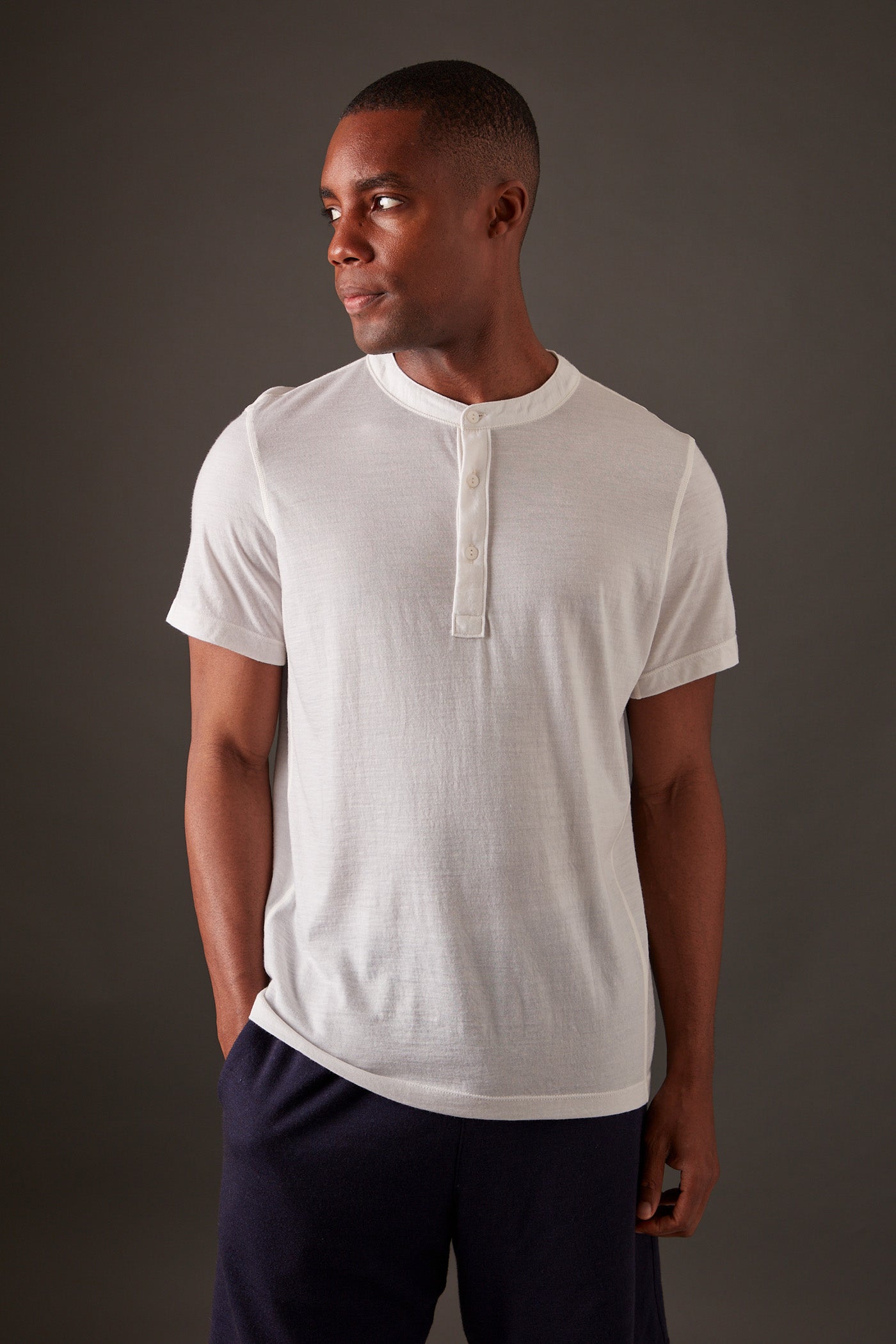 Men’s Halo Short Sleeve Henley - Summit White