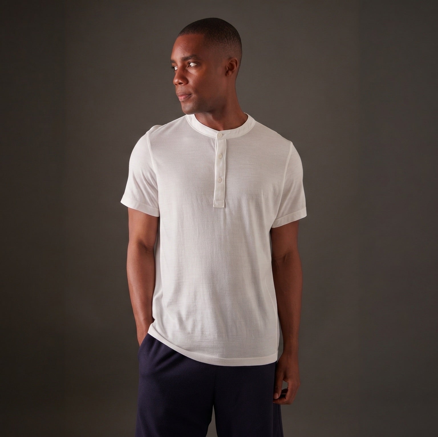 Men’s Halo Short Sleeve Henley - Summit White