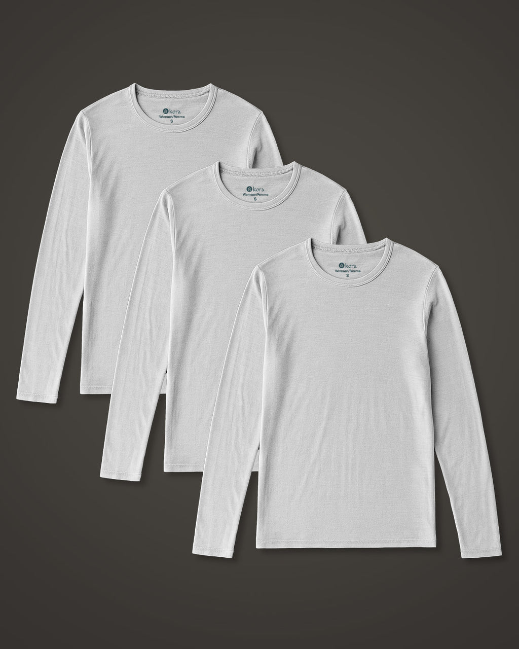 Women’s Halo Long Sleeve Crew 3 pack - White