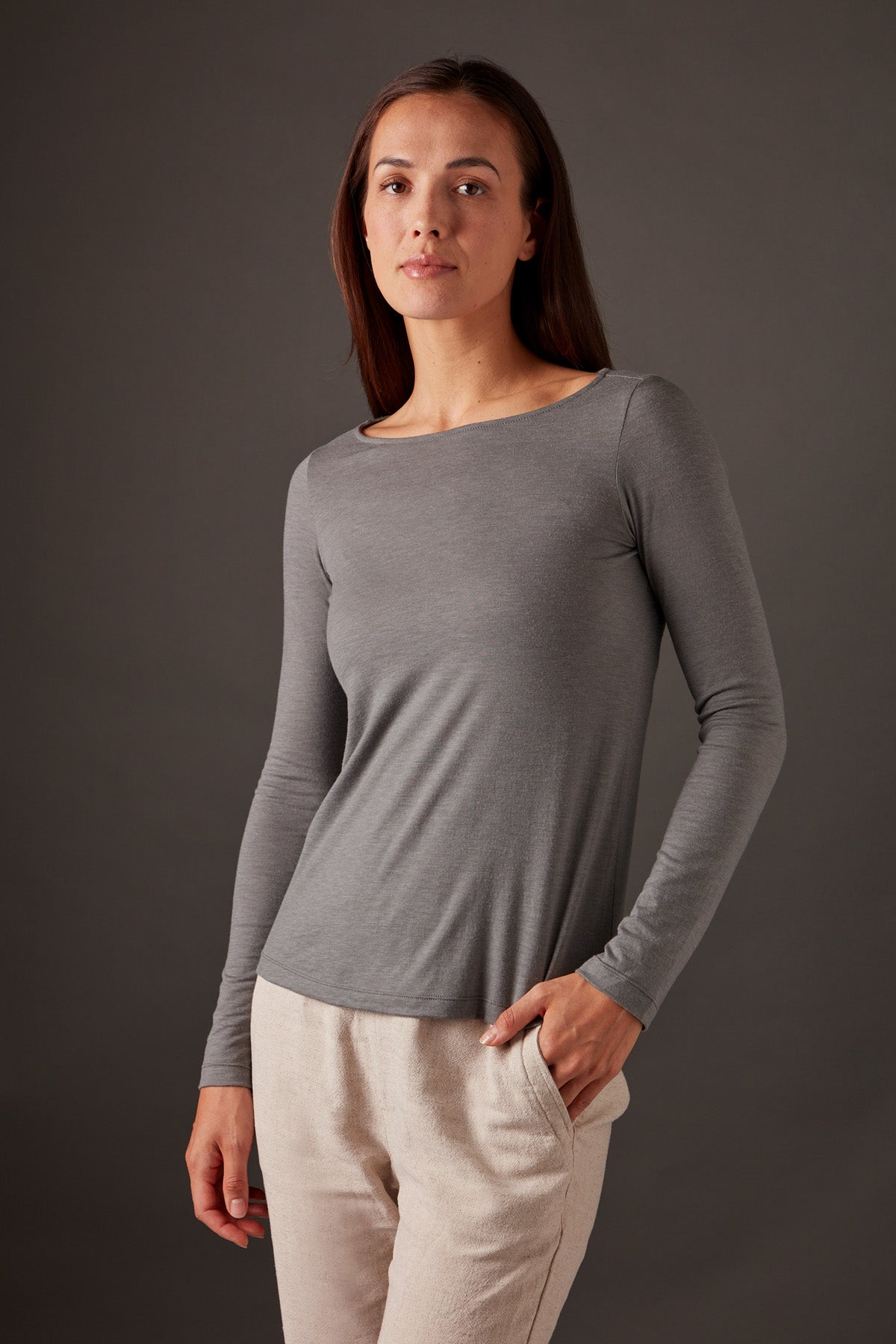 Women’s Halo Long Sleeve Boat Neck - Riverstone