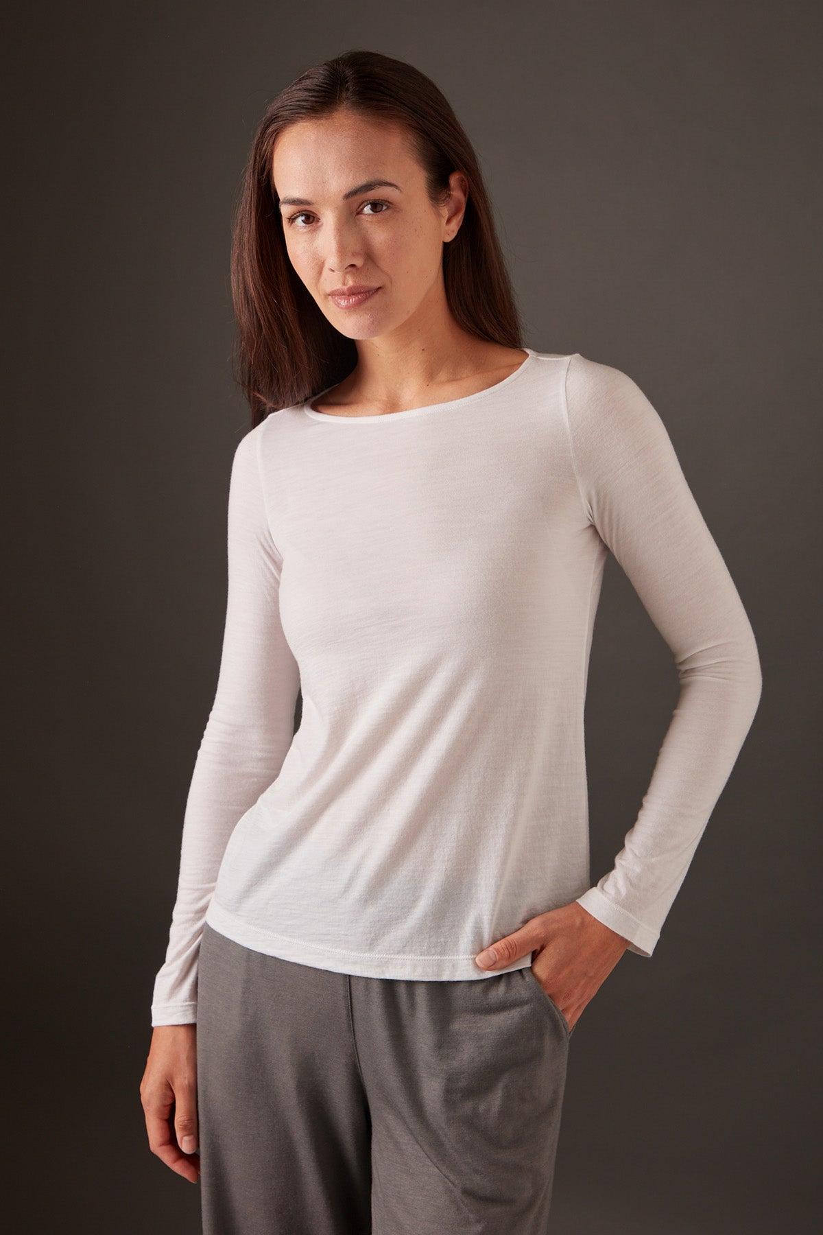 Women’s Halo Long Sleeve Boat Neck - Summit White