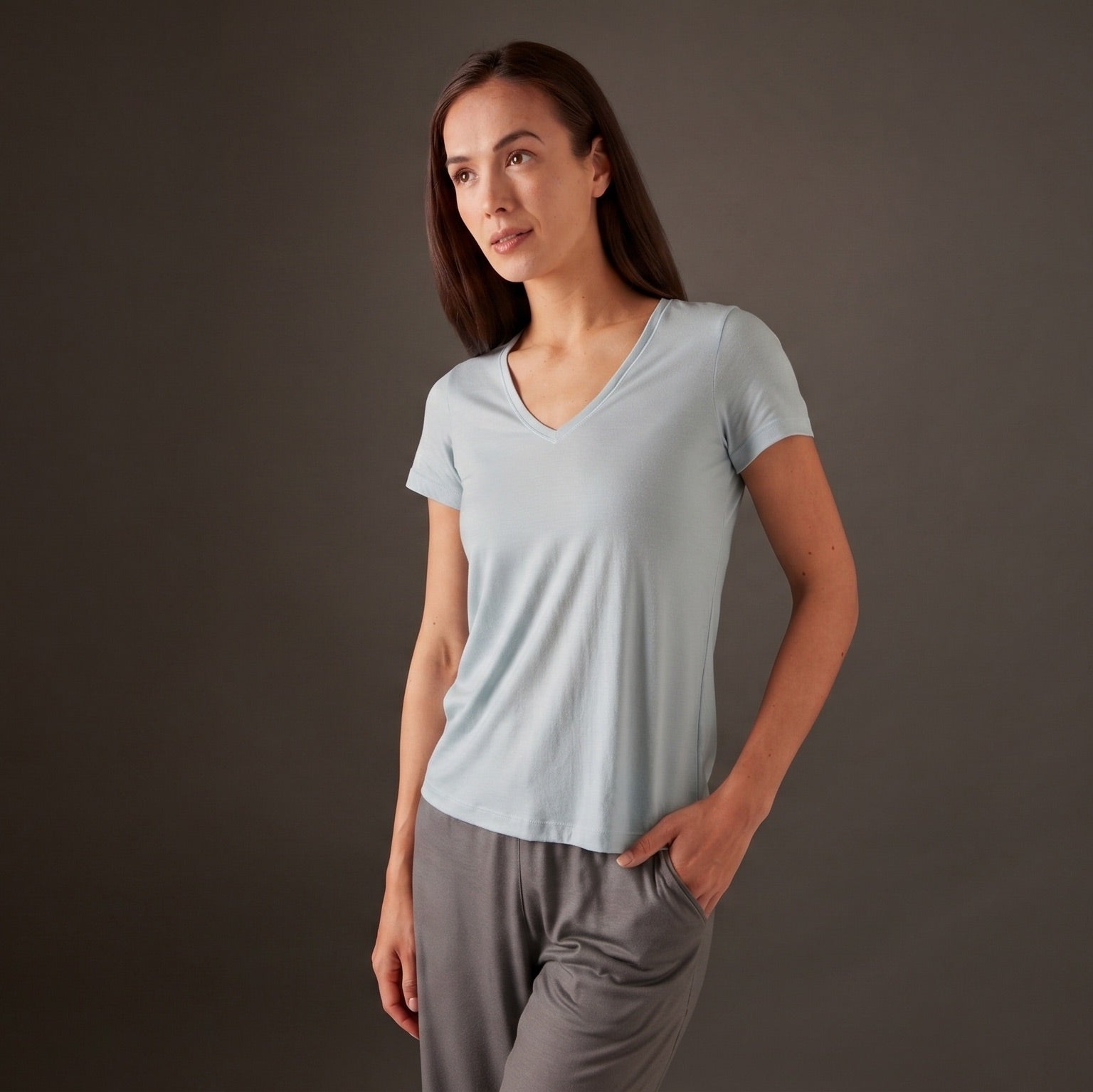 Women's Halo Short Sleeve V-Neck - Glacier Blue