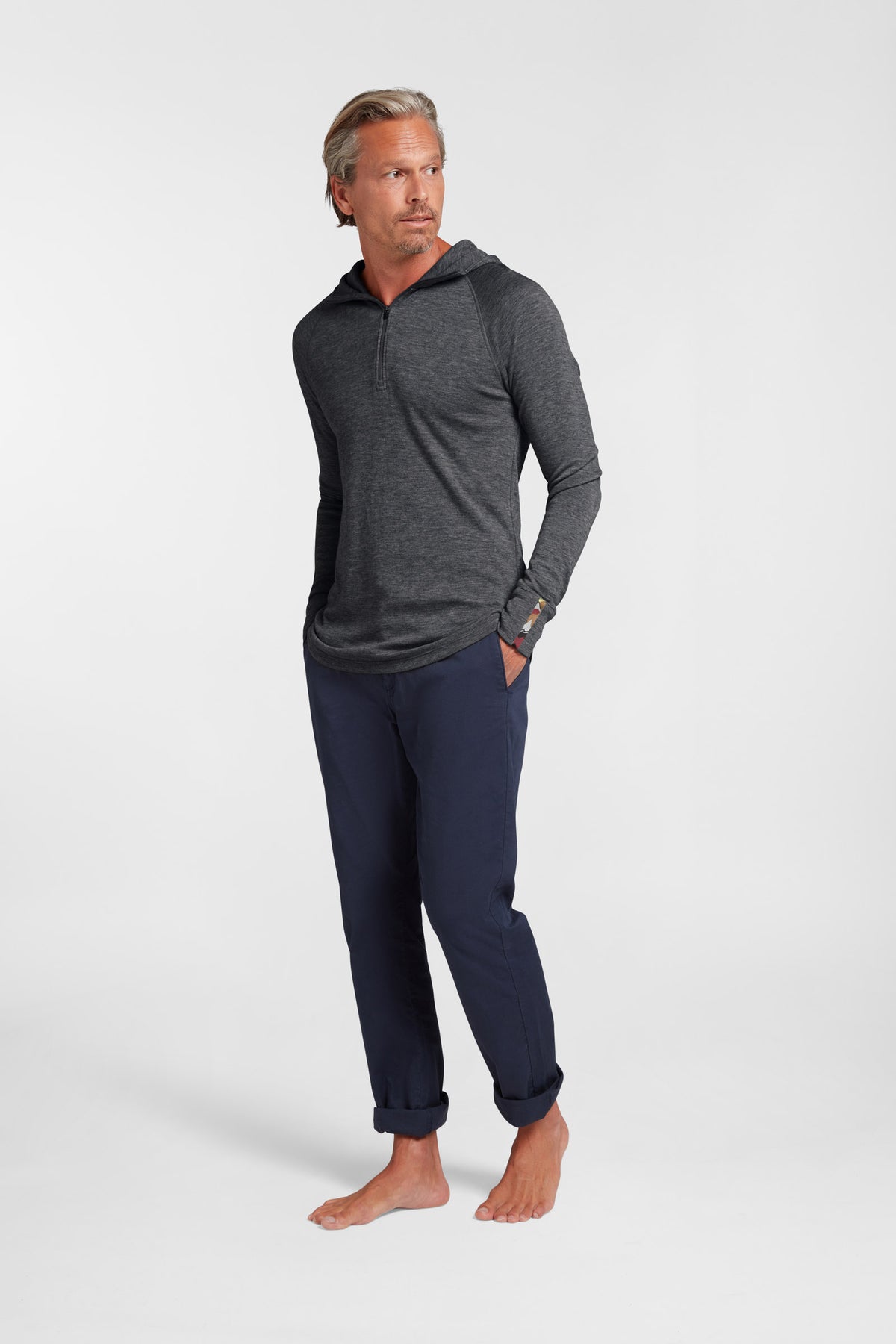 Men's Liberty Yak Wool Zip Hoodie - Slate