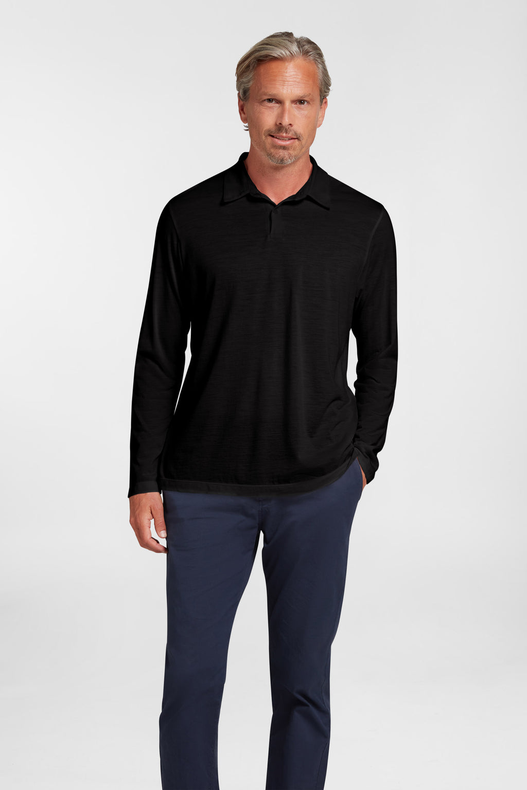 Men's Halo Long Sleeve Polo - Black