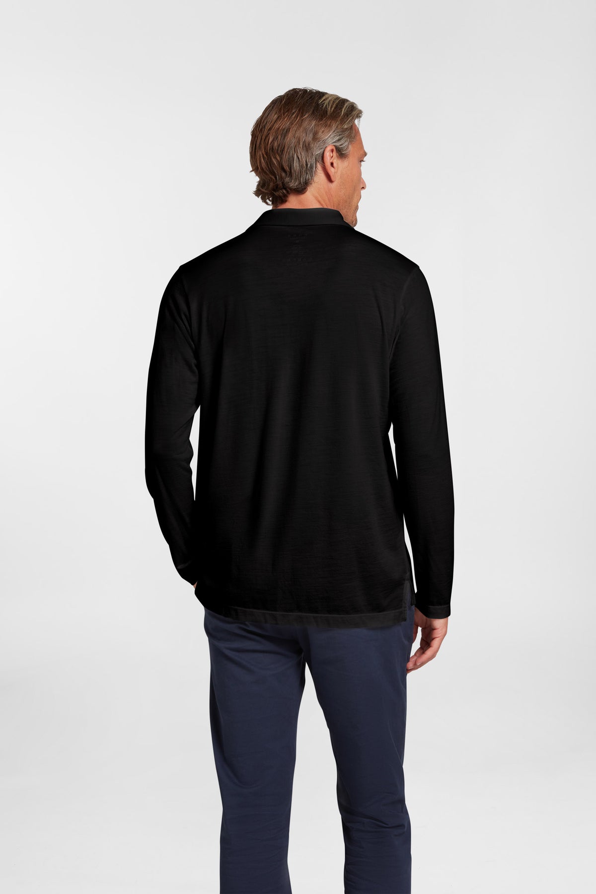Men's Halo Long Sleeve Polo - Black