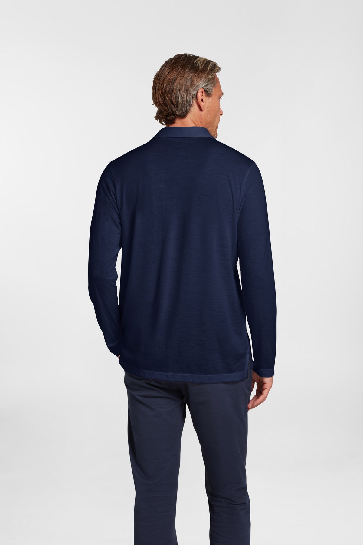 Men's Halo Long Sleeve Polo - Navy Blue