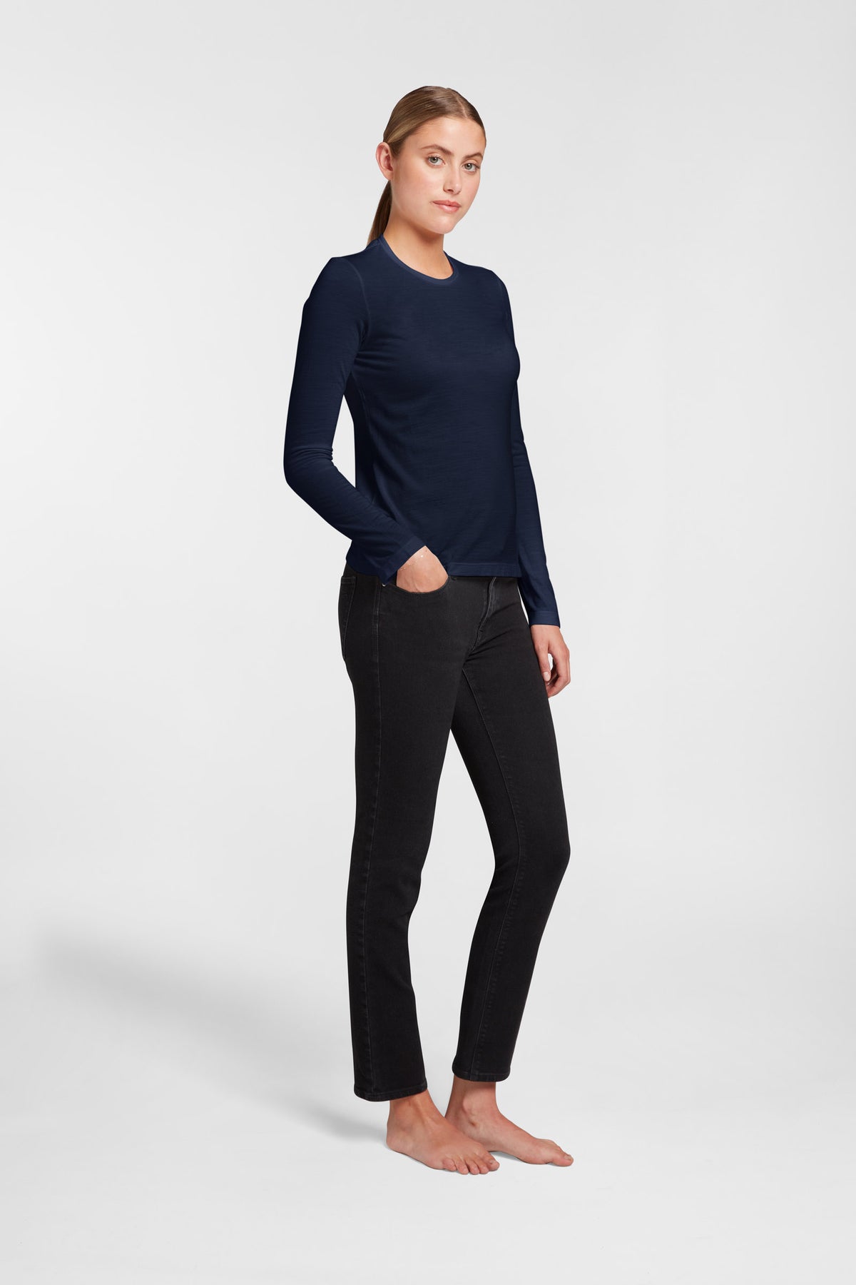 Women's Halo Long Sleeve Crew - Navy Blue