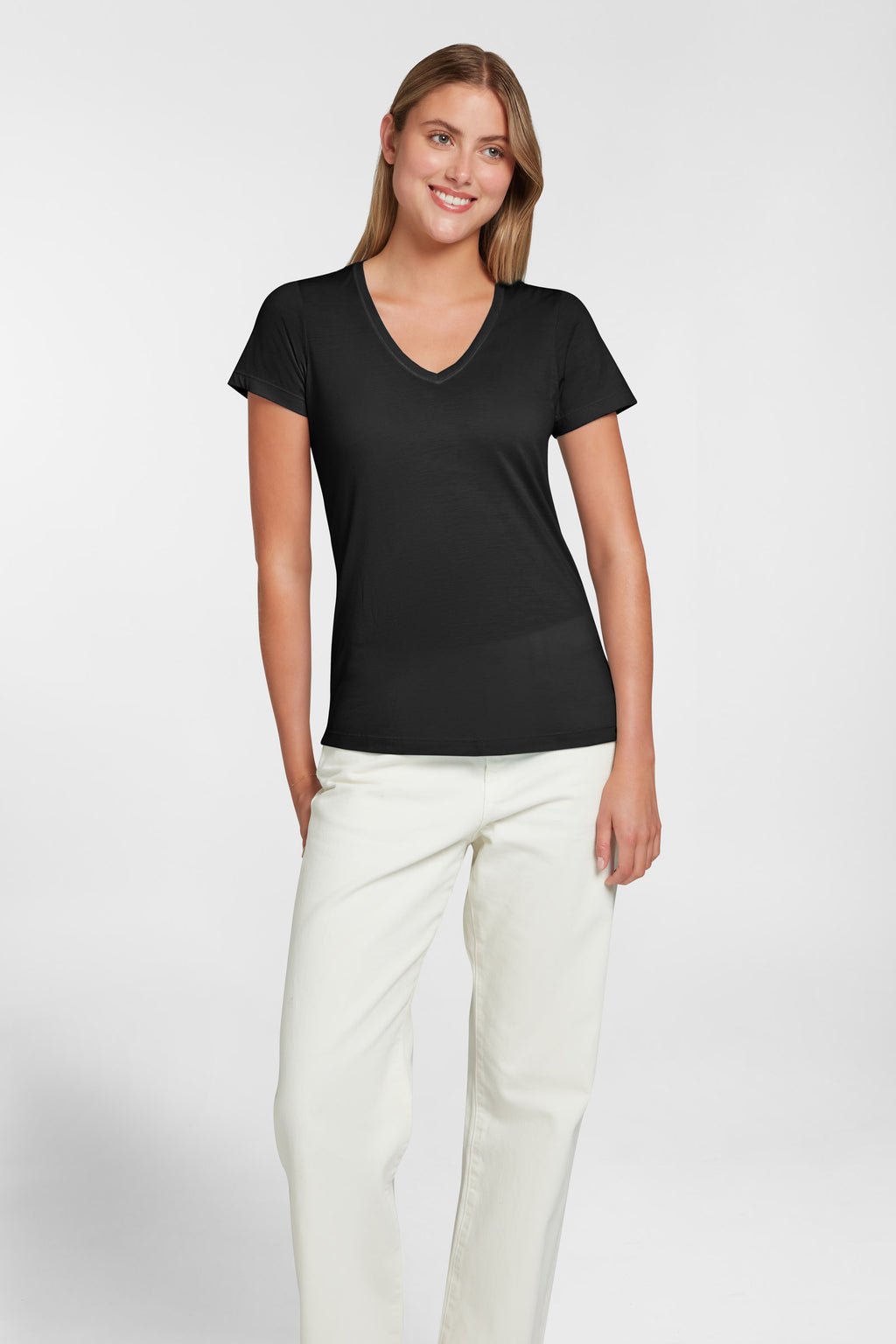 Women's Halo Short Sleeve V-Neck - Black
