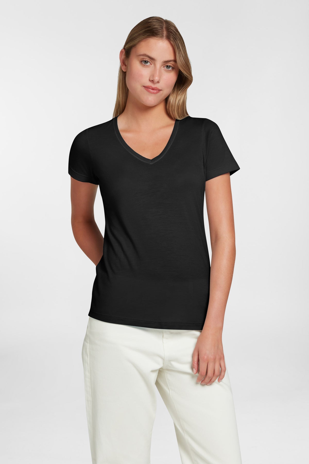 Women's Halo Short Sleeve V-Neck - Black