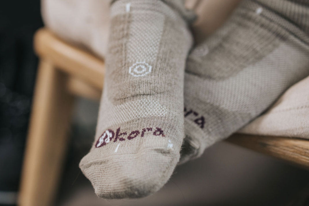 Upside Down yak wool & merino hiking socks kora